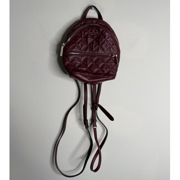 Kate Spade New York Burgandy Briar Lane Quilted Mini Convertible Backpack - Picture 2 of 6